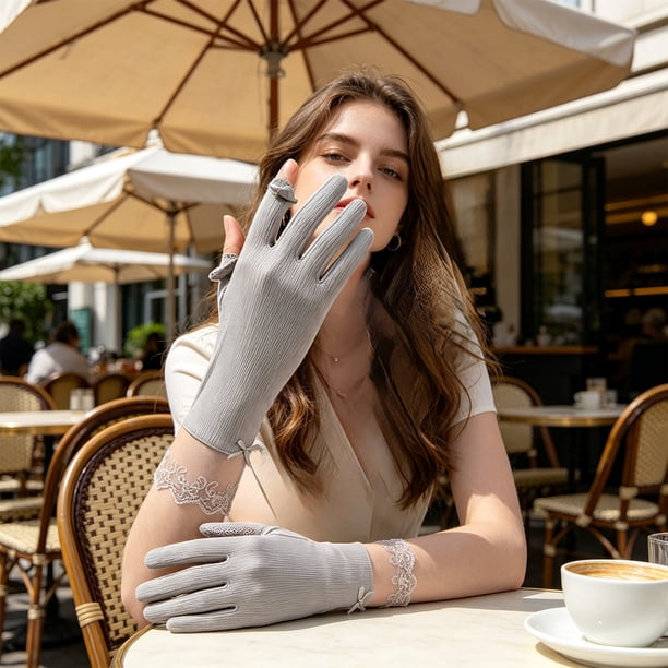 Ice Silk Sunscreen Gloves For Summer Breathable Thin Against Direct Sunlight Outdoor Driving Against Slipping Touch Screen