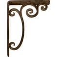 thumbnail image 5 of Ekena Millwork 1 1/2"W x 7 1/2"D x 10"H Avery Wrought Iron Bracket, (Single center brace), Antiqued Brass, 5 of 10