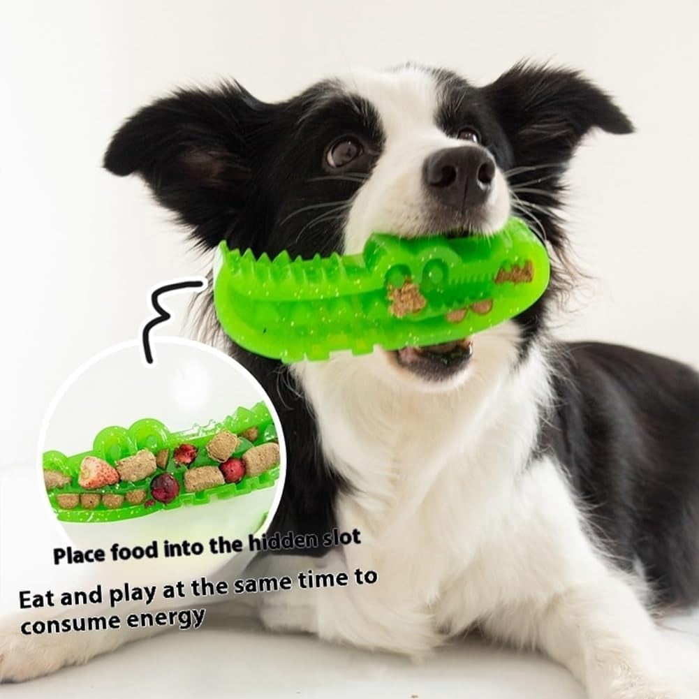 Slow Feed Chew and Fetch Crocodile Dog Toy, Interactive Slow Feeder Puzzle for Snack Stash, Play & Teeth Cleaning, for Large, Medium & Small Dogs