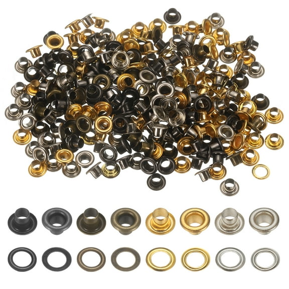 Uxcell 400Pcs Super Tiny Grommets Kit Metal Eyelets 3.5mm/0.14" Hole Grommet for Shoes Clothes Belt Bag DIY Project