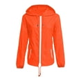 thumbnail image 3 of Enjoytime Womens Rain Jacket with Hood Waterproof Long Sleeve Raincoat Lightweight Casual Outdoor Windbreaker Plus Size Clothes Orange XXXL, 3 of 6