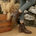 thumbnail image 6 of Womems Platform Ankle Boots Lug Sole Chunky Block Heeled Slip on Western Booties Round Toe Combat Chelsea Shoes, 6 of 9
