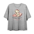 thumbnail image 2 of Cuddle Queen Women's Heather Gray Crew Neck Short Sleeve Crop Tee-XS, 2 of 3