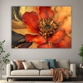 thumbnail image 6 of Mudket Red Orange Flower with Gold and Black Accents Canvas Wall Art, Framed Floral Print, Ready to Hang Wall Decor for Living Room, Luxury Modern Artwork - 12"L x 8"W, 6 of 10