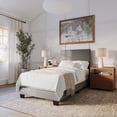 thumbnail image 1 of CorLiving Celeste Modern Upholstered Adult Twin Bed Frame with Headboard, Box Spring Required, Grey, 1 of 7