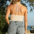 thumbnail image 4 of Hiiyo Débardeur Dos Nu d'Été pour Femmes Col Halter Sans Manches Crop Top, Beige m, 4 of 6
