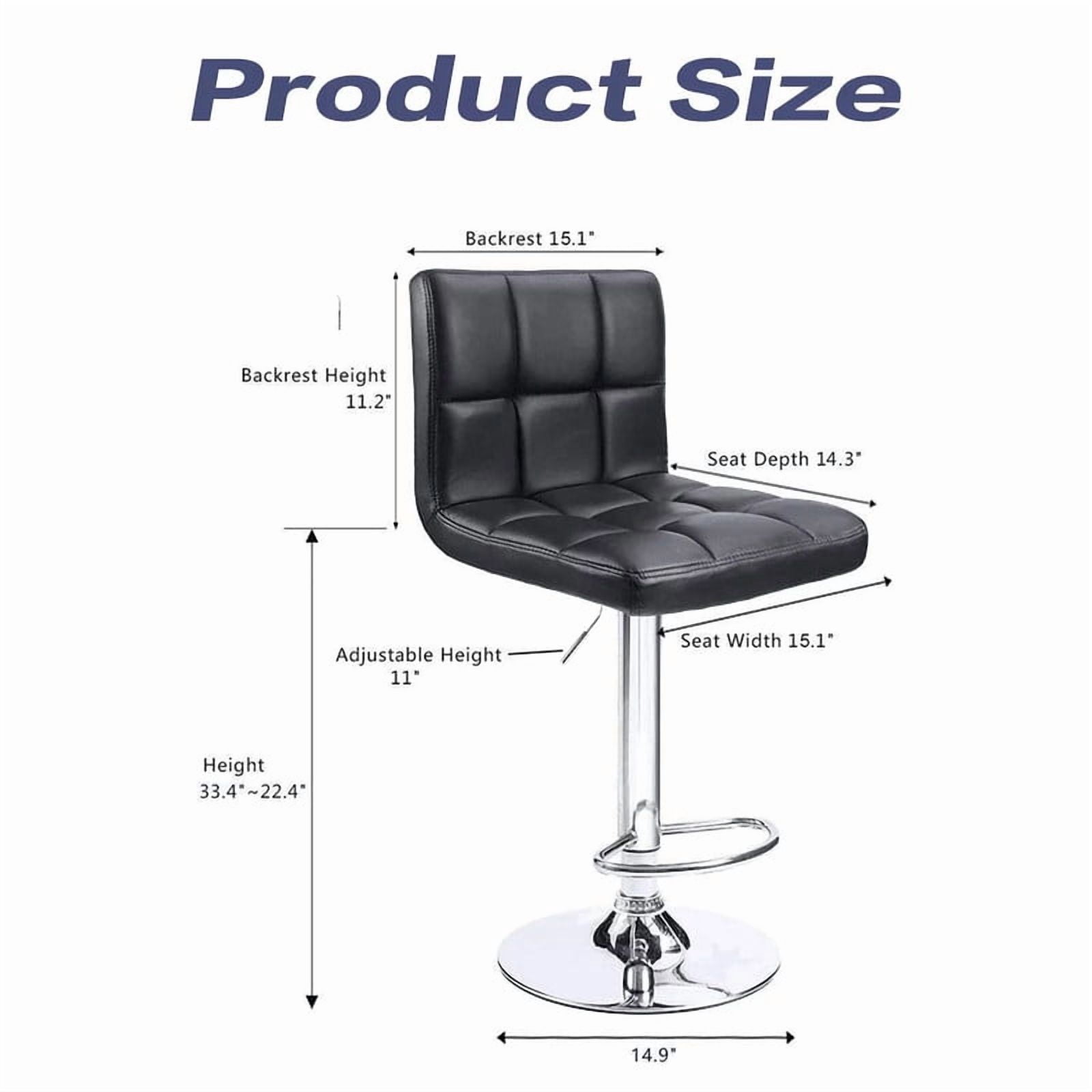 Lacoo Bar Stools Adjustable 360-Degree Swivel PU Leather Barstools with Back Set of 2, Black