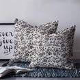 thumbnail image 2 of 24x24 Pillow Covers Set of 2, Farmhouse Black Throw Pillow Covers Decorative Couch Cushion Case, Vintage Flower Leaf Botanical Plant Microfiber Square Pillowcases for Bedroom Car Living Room, 2 of 7