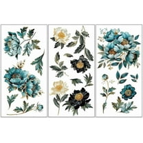 3pcs/Set Rub on Transfers for Furniture and Crafts 6x12 inch Gilded Flowers Decor Transfer Stickers Peony Rub on Decals for Wood Furniture Scrapbooking Home Decorations