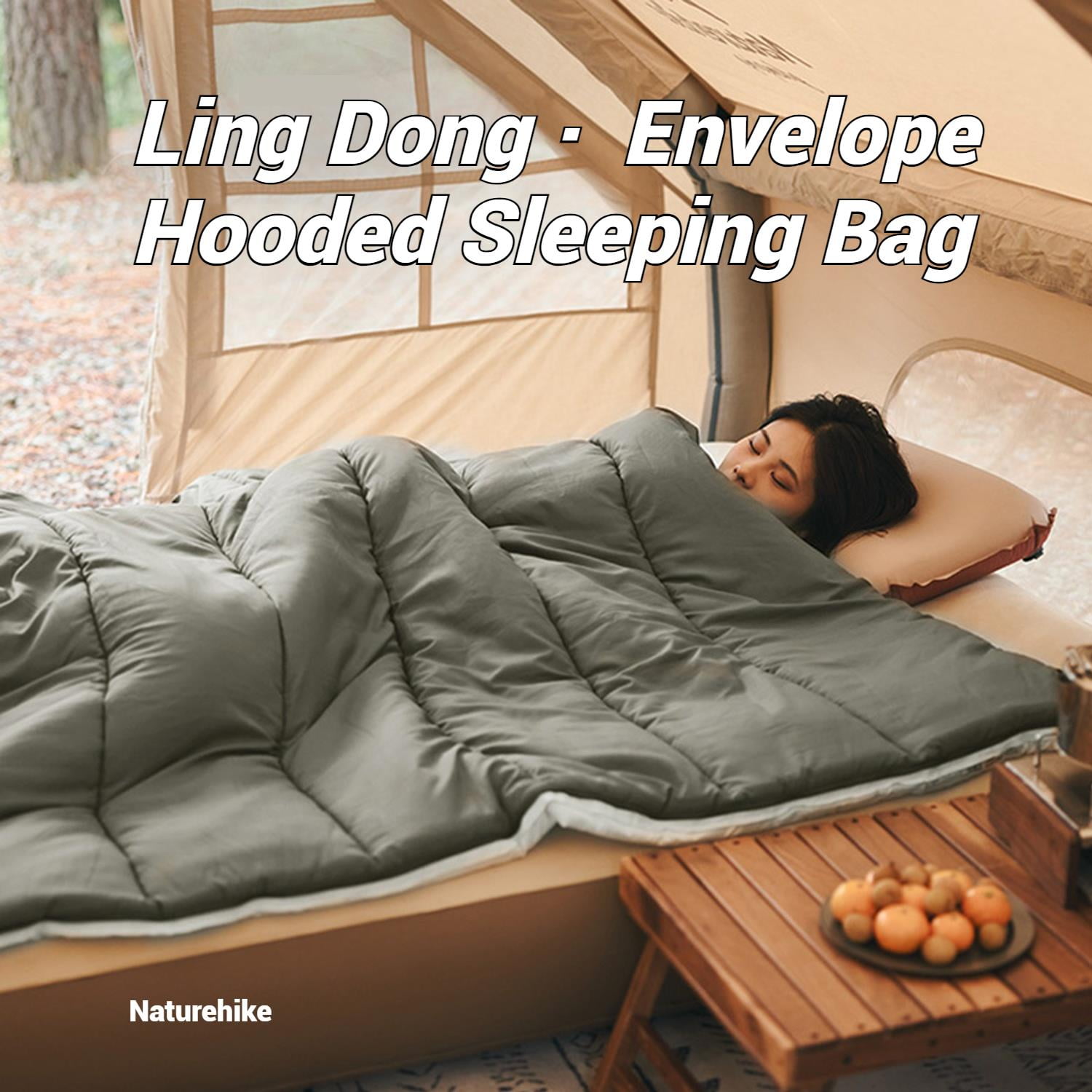 Naturehike, Envelope Hooded Sleeping Bag, Water Repellent Skin-friendly Sleeping Bag, Removable & Spliced Design, Machine Washable, For Home/Hiking/Travel/Camping