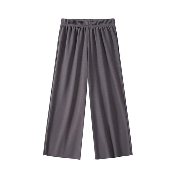 YUTK Child's Summer Solid Color Boys and Girls Baby Elastic Botton Long Pants Dark Gray