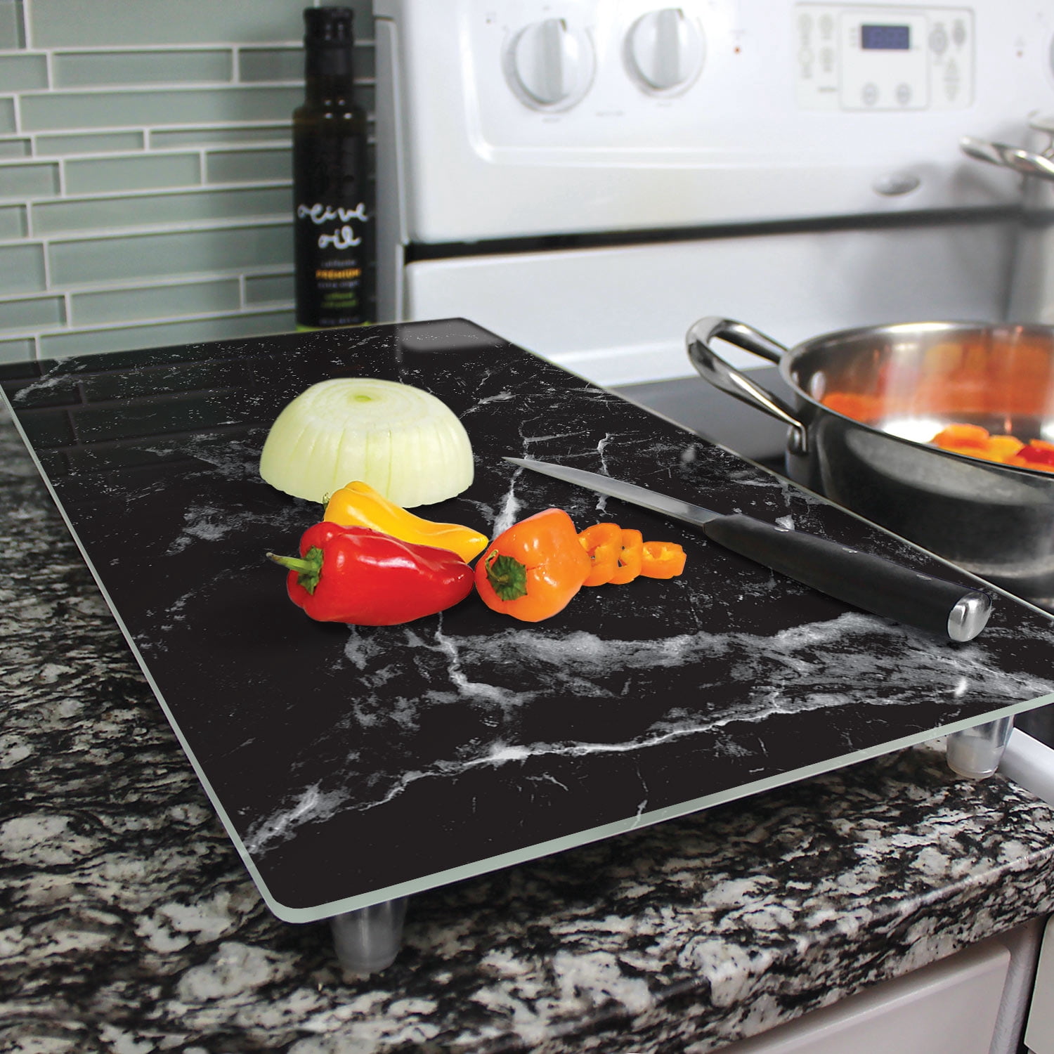 CounterArt Black Marble Design Cutting Board/Instant Counter