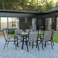 thumbnail image 3 of Flash Furniture Brazos Series 7-Piece Outdoor Rippled Glass Patio Table Set with 6 Chairs, Gray, 3 of 12
