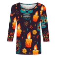 thumbnail image 3 of Neewe 3/4 Length Sleeve Women Tops Crew Neck Blouses Dressy MXsual Summer Fall T Shirts Loose Fit Business Work Clothes, 3 of 5