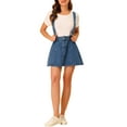 thumbnail image 2 of Women's Denim Skirt Overall Adjustable Strap Braces Mini Suspender Washed Jean Skirts XS M Blue, 2 of 7