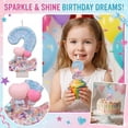 thumbnail image 2 of Birthday Number Candle, Blue Purple Striped Party Celebration Wax Insert, Festive Cake Topper Pick for Anniversary Event Table Display, 2 of 6
