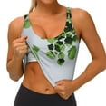 thumbnail image 3 of Pofeuu Watercolor Green Leaves Print Sports Bra for Women Sexy Vest Yoga Running Gym Fitness Crop Bras Tops-, 3 of 8