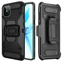Apple iPhone 12 Mini Phone Case Hybrid Swivel Belt Clip Holster Kickstand Heavy Duty Bumper Armor Rugged Cover for iPhone 12 Mini /5.4" ,by Xcell [Black]