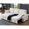 thumbnail image 3 of JERFIT 91" Beige Chenille Reversible Sleeper Sofa with Storage Chaise, Drop-Down Table, Cup Holders & Charging Ports, 3 of 10