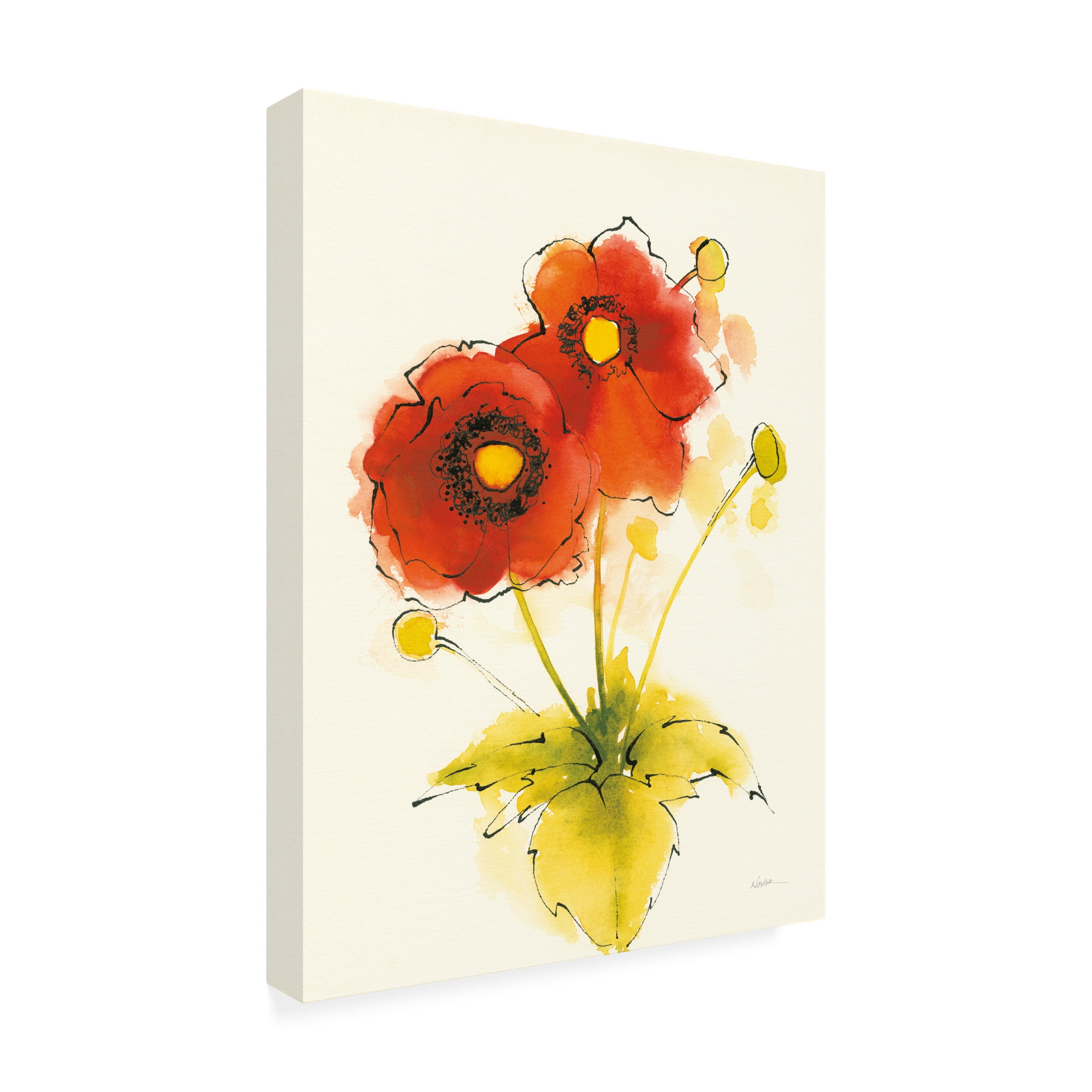 Shirley Novak 'Flores Rojas I' Canvas Art