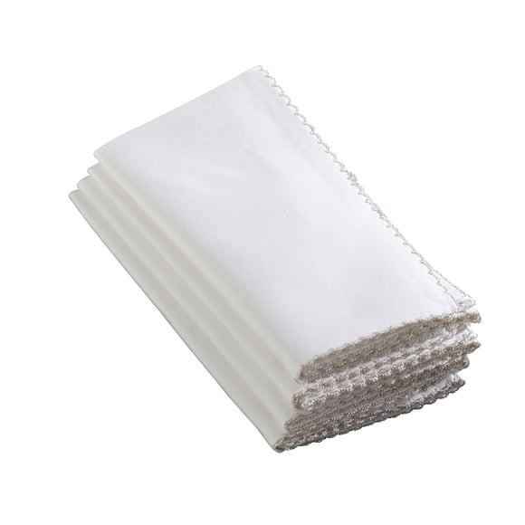 Saro Lifestyle 1442 Colección Recotting Servilletas De Cena Con Diseño Cosido En Látigo, Juego De 4 Piezas Plateadas, 20 ", 4 Piezas
