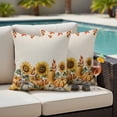 thumbnail image 4 of Pumpkin Sunflower Fall Outdoor Waterproof Pillow Covers, Thanksgiving Botanical Leaves Beige Decorative Square Throw Pillowcase Sofa Cushion Sham for Patio/Couch/Chair, 16"x16" 2 Pack, 4 of 8