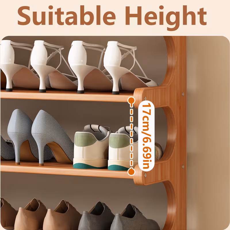 3-Tier Wood Grain Finish Shoe Rack, Easy Assembly Space-Saving Freestanding Storage Shelf, Multi-Layer Organizer for Entryway Closet