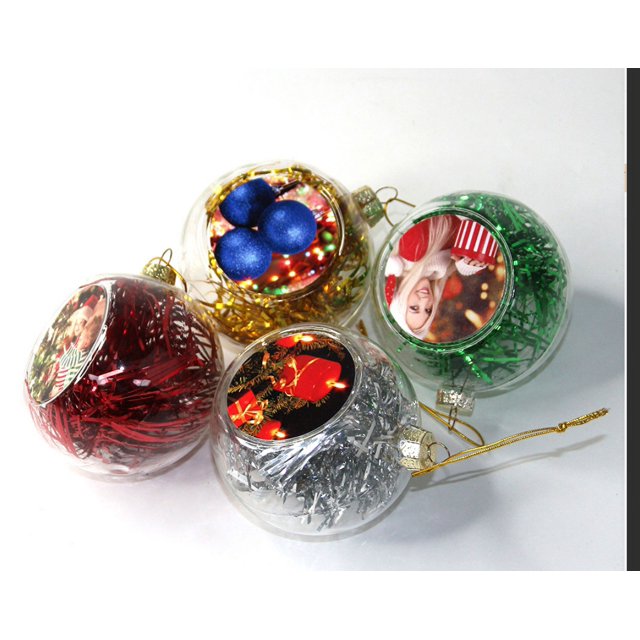 Sublimación bola redonda en blanco árbol de Navidad Colgante Feliz Navidad Navidad Colgante Personalizado Plástico transparente y vidrio Navidad
