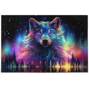 Bestwell Puzzle- Aurora Borealis Wolf Jigsaw Puzzles, 500 Piece Puzzles for Family - Fun Intellectual Decompressing Educational Games362