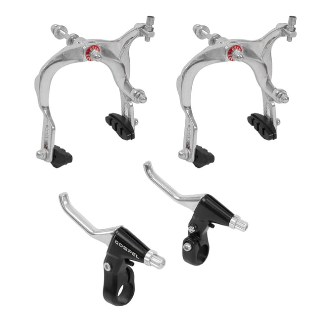 Juego de frenos caliper Gospel para bicicleta de Aluminio plata con palancas de freno negras