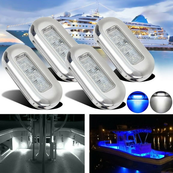 Tekuisi 4Pcs 12V 3-LED Courtesy Light Yacht Marine Boat Cabin Deck Lamp Waterproof ABS Plastic Aisle Stair Light Red Side Light 8 Screws