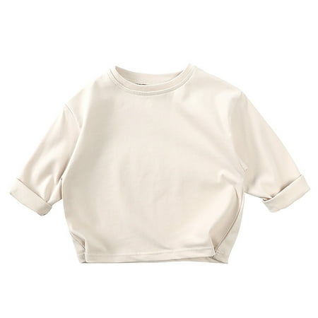 

KDFJPTH Boys Girls Long Sleeve Solid Cotton T Shirt Kids Fall Clothes Toddler Tops