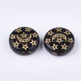 thumbnail image 2 of Plating Acrylic Beads Metal Enlaced Flat Round with Moon & Star Black 13x5mm Hole: 1.5mm, 2 of 2