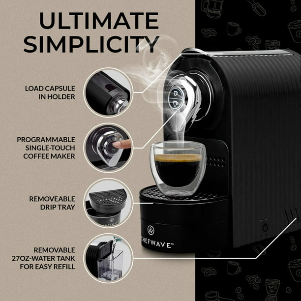 Machine for Nespresso (Black) with Holder and Cups - Walmart.com