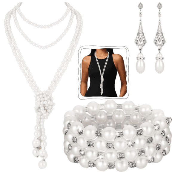 Pearl Necklace and Earring Set Simulated Shell Pearls Round White Silver Pearl Stud Earrings Bracelets Wedding Jewelry Sets for Bride Bridesmaid Women Necklaces for Women