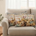 thumbnail image 2 of Orange Fall Pumpkin Outdoor Waterproof Pillow Covers, Leaves Sunflower Squirrel Retro Plaid Decorative Rectangle Throw Pillowcase Sofa Cushion Sham for Patio/Couch/Chair, 20"x12" 2 Pack, 2 of 8
