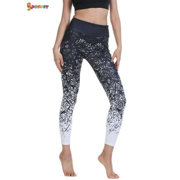 Spencer - Spencer Womens High Waist Yoga Pants 4 Way Stretch Digital Print Fitness Tummy Control