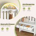 thumbnail image 6 of Hall Tree with , White Arched Entryway Organizer with 8 Hooks and 2 Drawers for Mudroom, 6 of 7