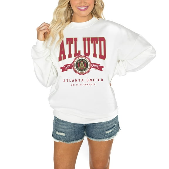 Women's Gameday Couture White Atlanta United FC Crewneck Drop Shoulder Sweatshirt