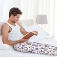 thumbnail image 4 of Uemuo Lavender Flowers Pattern Men's Wide Leg Palazzo Lounge Pants with Pockets Light Weight Loose Comfy Casual Pajama Pants-Small, 4 of 9