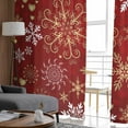 thumbnail image 4 of Christmas Red Semi Sheer Curtains 96 Inch Length 2 Panels Set, Xmas Winter Snowflakes New Year Holiday Sheer Kitchen Curtain Privacy Voile Window Curtain for Living Room Bedroom Rod Pocket Drapes, 4 of 7