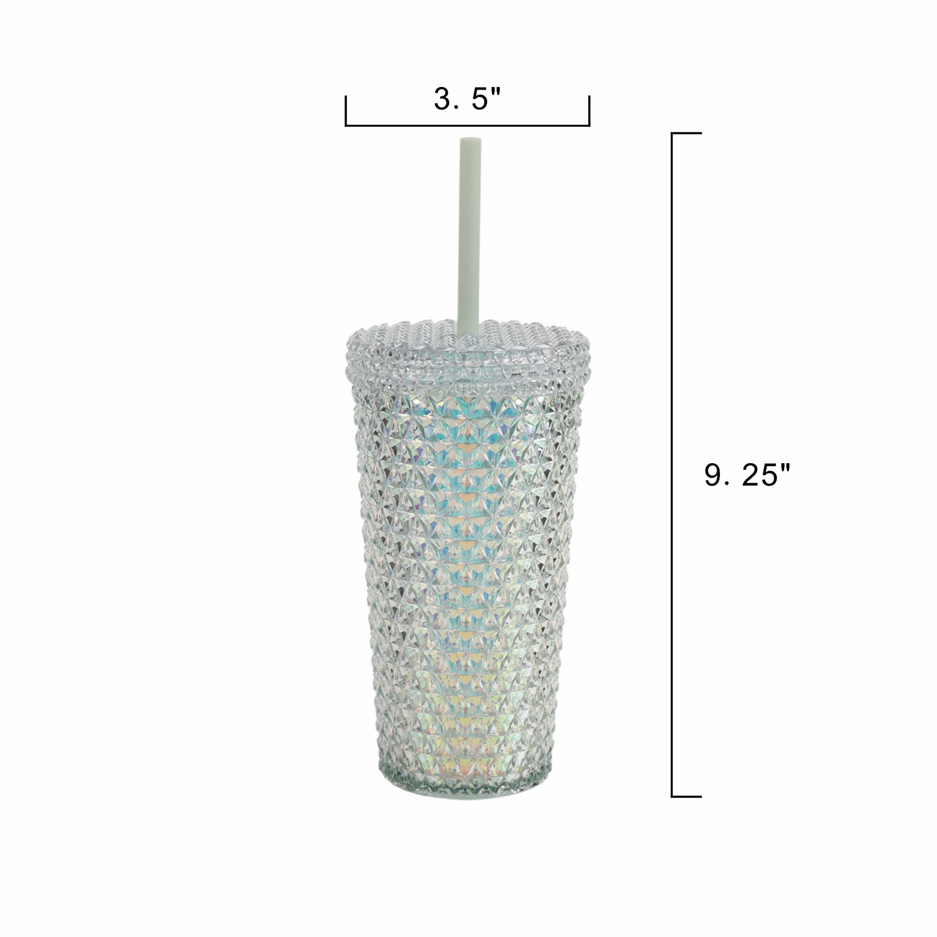 Your Zone 16 Ounce Plastic Textured Iridescent Tumbler, Green