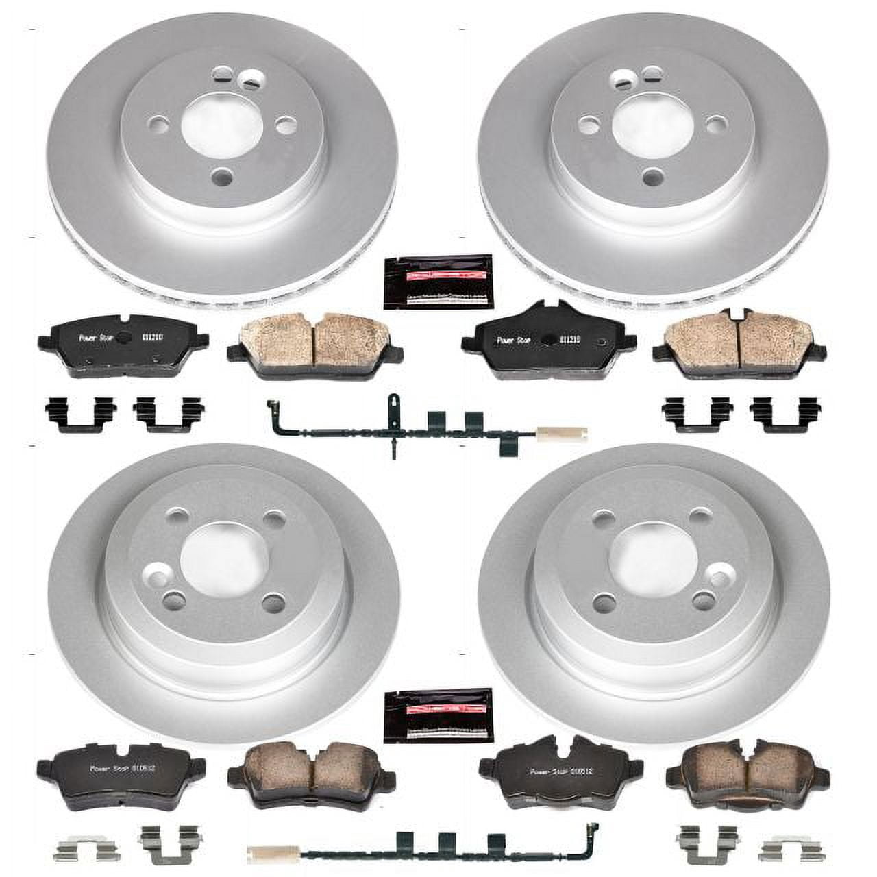 PowerStop Front and Rear Geomet Coated Brake Rotor and Pad Kit Fits: MINI COOPER Select Models CRK6298