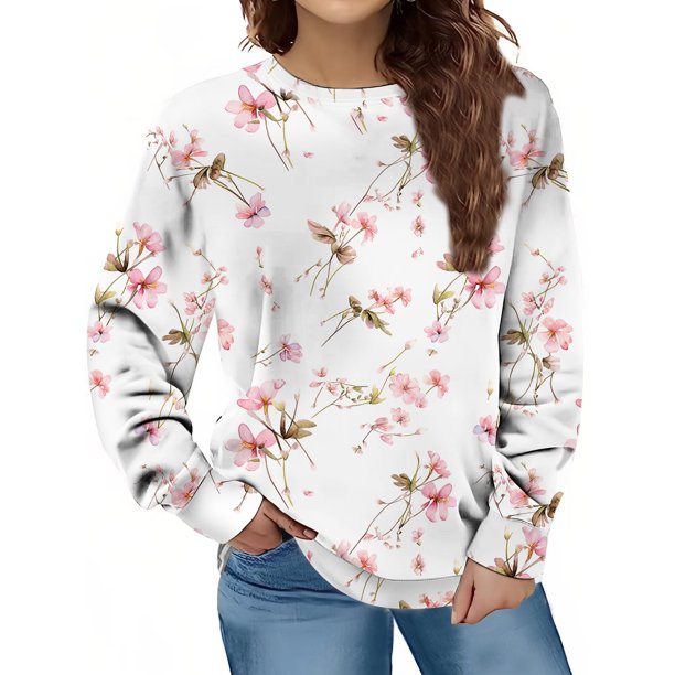 Gibobby Sudadera oversize mujer Sudadera de Halloween para mujer playera de manga larga informal sin botones para otoño día festivo(Blanco,CH)