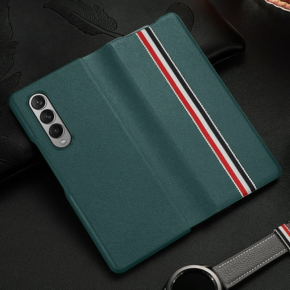 for Samsung Galaxy Z Fold 4 5G Case, Genuine Leather Magnetic Flip Case Cover All-Inclusive Protection Shockproof Phone Case for Samsung Galaxy Z Fold 4 5G 2022,Colorful Green