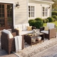 thumbnail image 2 of Lacoo 4 Pieces Patio Furniture Sets Rattan Chair Wicker Conversation Sofa Set Outdoor Tble and Chairs for Backyard Porch Garden Poolside Balcony, White, 2 of 7