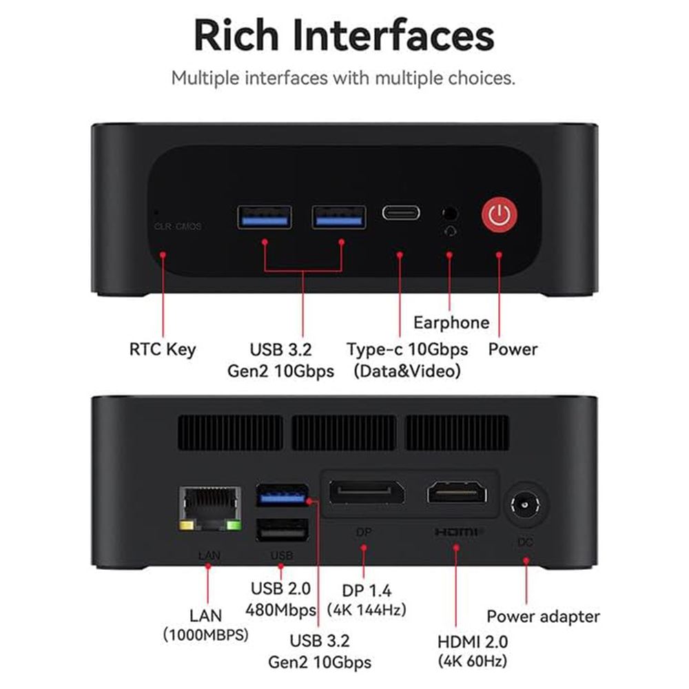Beelink Mini PC SER5 MAX AMD Ryzen 7 5800H 16GB RAM 500GB SSD Mini Desktop Computer WiFi6 BT5.2 Windows 11