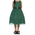 thumbnail image 2 of Little Girls Dress Glitter Christmas Holiday Party Easter Flower Girl Dress Green Size 6  (KDC102D), 2 of 3