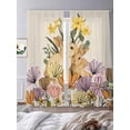 thumbnail image 3 of Easter Bunny Sheer Curtains 108 Inch Length 2 Panels Set Window Treatments, Spring Floral Vintage Botanical Rabbits Beige Rod Pocket Semi Curtains for Living Room/Bedroom/Kitchen, 104"W x 108"L, 3 of 7