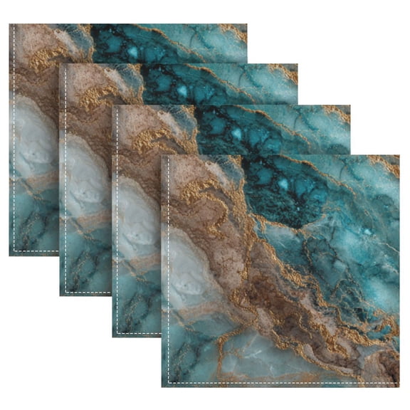 Cloth Napkins Set of4 100% Satin Peachskin Velvet 20x20inx4 Napkins Cloth napkins are washable Soft and Absorbent Turquoise and Gold Marble